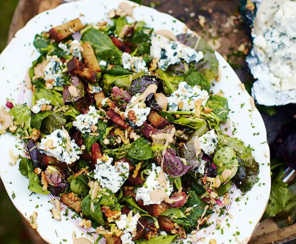 Roquefort Salad with Warm Croutons and Lardons